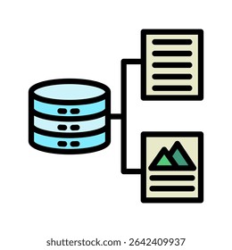 Output mini illustration outline color icon, use for machine learning, education, technology industry, UI, UX kit, app and web development, digital or print.
