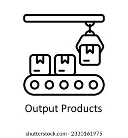 Output Products Outline Icon Design illustration. Smart Industries Symbol on White background EPS 10 File