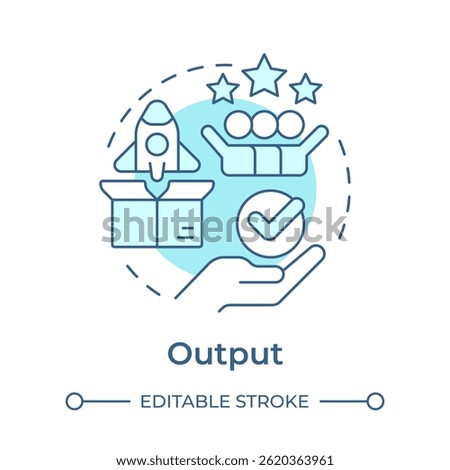 Output soft blue concept icon. Customer review, experience. Product quality, service. Round shape line illustration. Abstract idea. Graphic design. Easy to use in advertising, marketing
