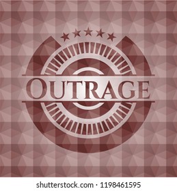 Outrage red seamless badge with geometric pattern.
