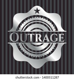 Outrage silvery badge or emblem. Vector Illustration. Mosaic.