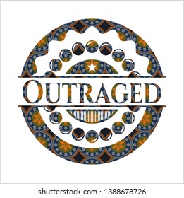 Outraged arabic emblem background. Arabesque decoration.