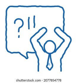 Indignado vector de icono de esbozo humano. Dibujo manual de la línea de doodles azul Indignación por signo isométrico humano. ilustración de símbolo aislado