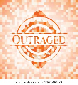 Outraged orange mosaic emblem. Vector Illustration. Detailed.