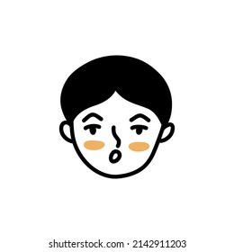 Indignada cara de grito del tipo. Cara de perro. Ilustración aislada de vector blanco y negro. Alumnos o adolescentes dibujados a mano