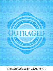Outraged water wave concept style badge.