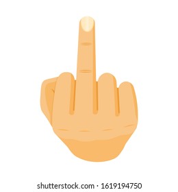 Outrageous and contempt middle finger hand gesture sign. Flat cartoon style vector illustration isolated on white background.
