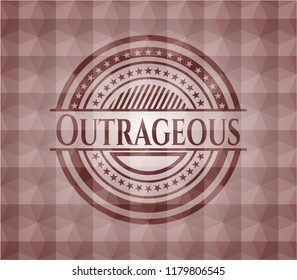 Outrageous red seamless emblem with geometric pattern.