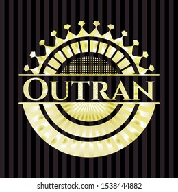 Outran gold shiny emblem. Vector Illustration. Detailed.