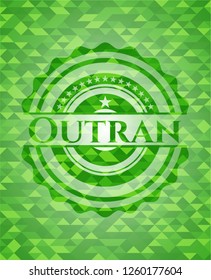 Outran green emblem with mosaic background