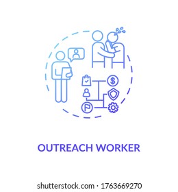 Outreach worker concept icon  Community service idea thin line illustration  Nonprofit organization  People emotional support  Vector isolated outline RGB color drawing