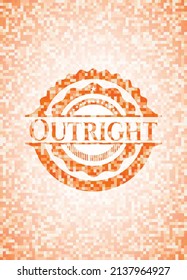 Outright abstract orange mosaic emblem with background 