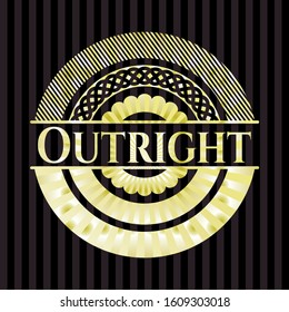 Outright gold shiny badge. Vector Illustration. Detailed.