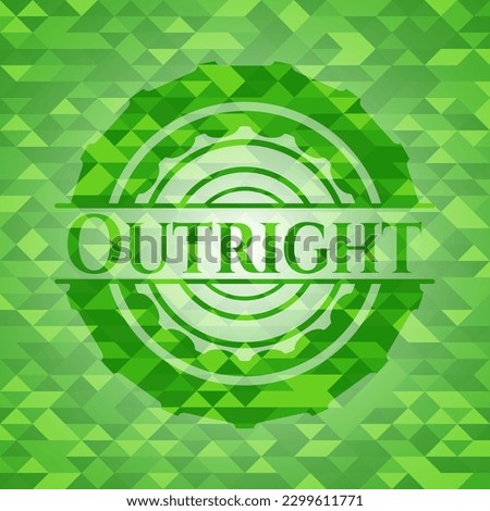 Outright green emblem with triangle mosaic background. Vector Illustration. Detailed. 