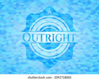 Outright light blue emblem. Mosaic background. 
