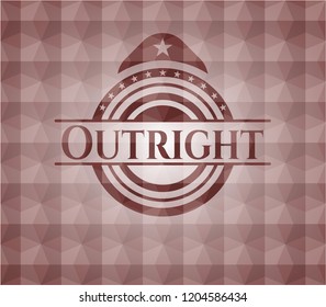Outright red badge with geometric pattern background. Seamless.