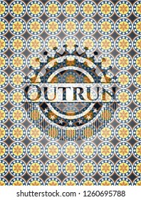 Outrun arabesque emblem background. arabic decoration.