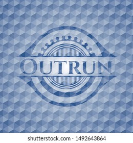 Outrun blue emblem with geometric pattern. Vector Illustration. Detailed.