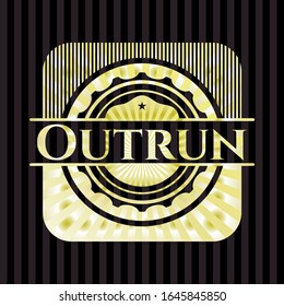 Outrun golden badge or emblem. Vector Illustration. Detailed.