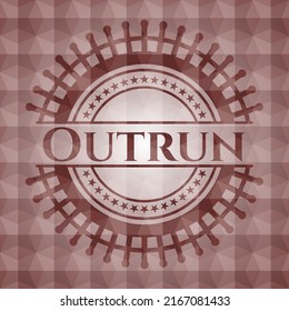 Outrun Red Seamless Badge With Geometric Pattern Background. 