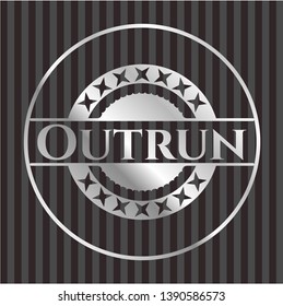 Outrun silvery shiny emblem. Vector Illustration. Mosaic.