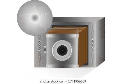 the outset camera on the white background vector and design.
