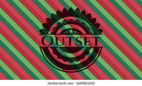Outset christmas colors style badge. Vector Illustration. Detailed.