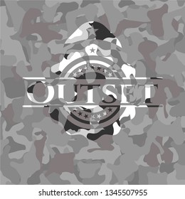 Outset on grey camouflage texture