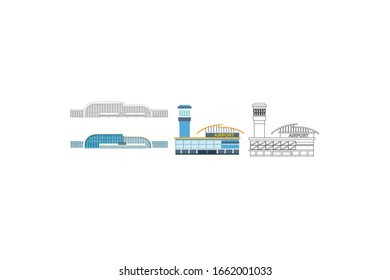 Outside Airport Object Vector Illustration Bundle