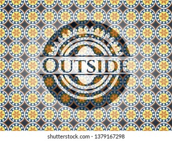 Outside arabic style emblem. Arabesque decoration.