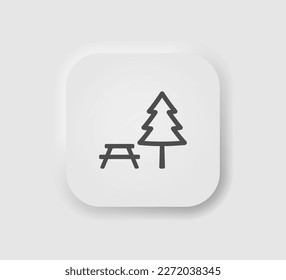 Outside area icon in neumorphism style. Icons for business, UI, UX. Picnic symbol. Terrace, backyard, rest area. Neomorphic style. 