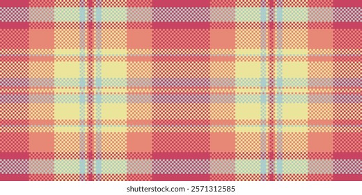 Outside background tartan vector, refresh seamless check textile. Lady pattern plaid texture fabric in red and yellow colors palette.