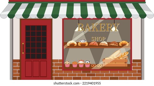 Outside Of Bakery Shop Background Illustration