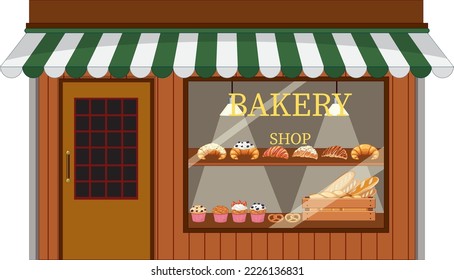 Outside of bakery shop background illustration