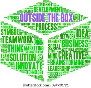 Outside the Box word cloud on a white background. 