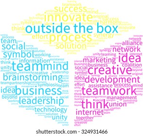 Outside the Box word cloud on a white background. 