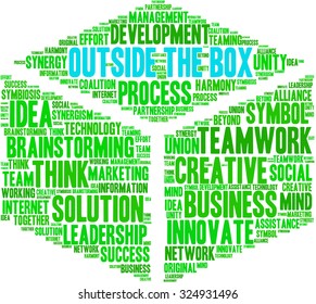 Outside the Box word cloud on a white background. 