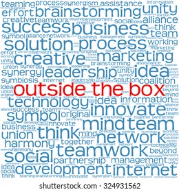 Outside the Box word cloud on a white background. 