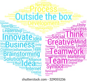 Outside the Box word cloud on a white background. 