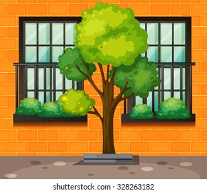 Outside of the building illustration