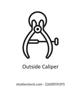 Outside Caliper Vector Outline Icon Design illustration. Engineering Symbol on White background EPS 10 File