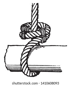 Outside Clench ist eine Art von Knoten verwendet, um große Seile, Vintage-Linie Zeichnung oder Gravitation Illustration anlegen.