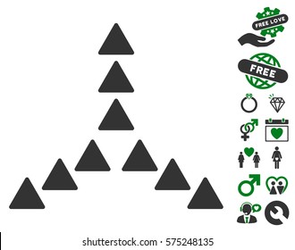 Outside Direction pictograph with bonus love pictograph collection. Vector illustration style is flat rounded iconic green and gray symbols on white background.