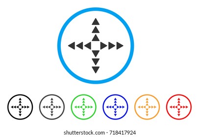 Outside Direction rounded icon. Style is a flat outside direction grey symbol inside light blue circle with black, gray, green, blue, red, orange color versions.