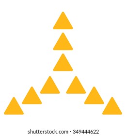 Outside Direction vector icon. Style is flat symbol, yellow color, rounded angles, white background.