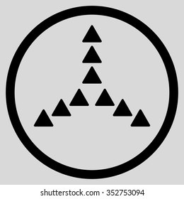 Outside Direction vector icon. Style is flat circled symbol, black color, rounded angles, light gray background.