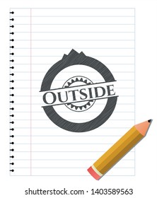 Outside emblem draw with pencil effect. Vector Illustration. Detailed.