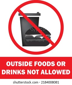 Outside food or dinks not allowed sign vector