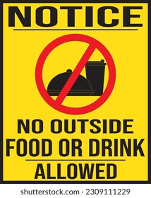 Outside food or drink not allowed notice vector