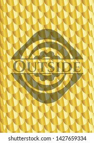 Outside gold emblem. Scales pattern. Vector Illustration. Detailed.